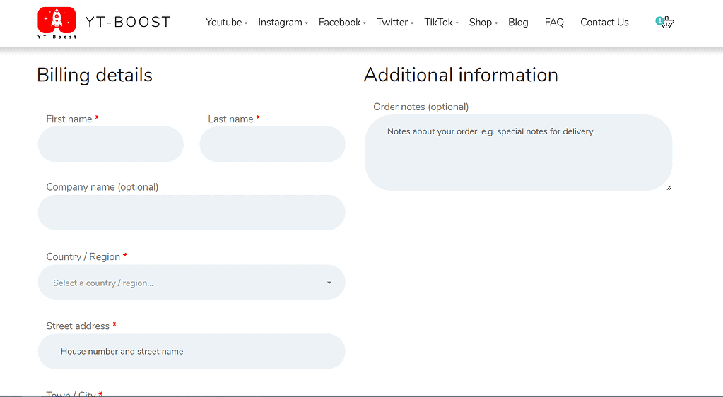completa tus datos y compra seguidores de instagram en yt-boost