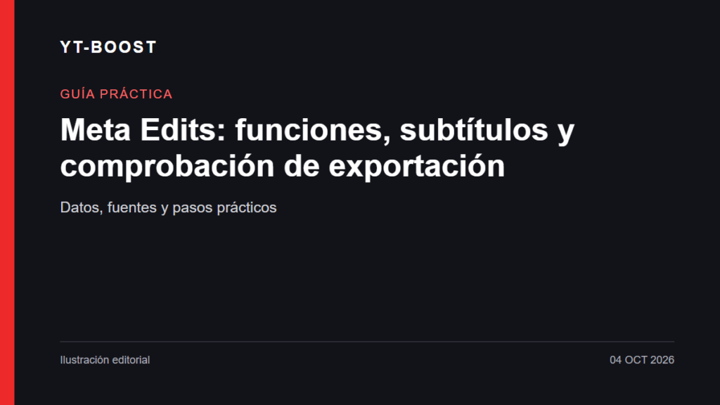 Ilustración editorial: Meta Edits: funciones, subtítulos y comprobación de exportación