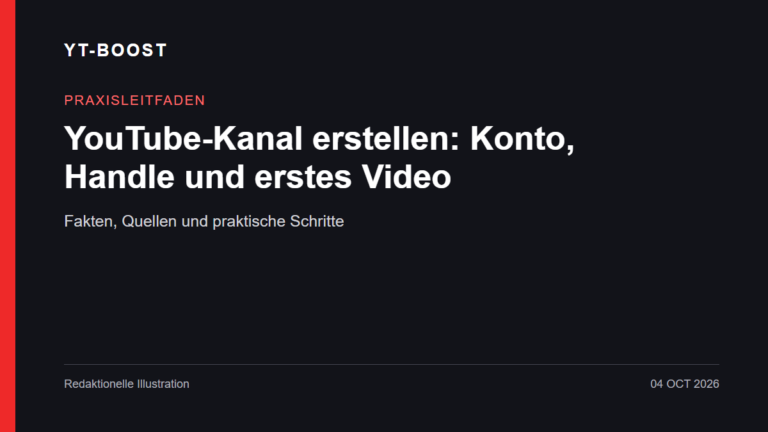 Redaktionelle Illustration: YouTube-Kanal erstellen: Konto, Handle und erstes Video