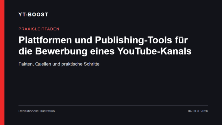 Redaktionelle Illustration: Plattformen und Publishing-Tools für die Bewerbung eines YouTube-Kanals