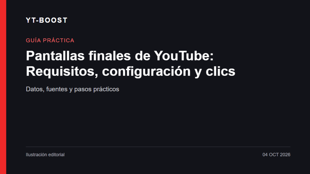 Ilustración editorial: Pantallas finales de YouTube: Requisitos, configuración y clics